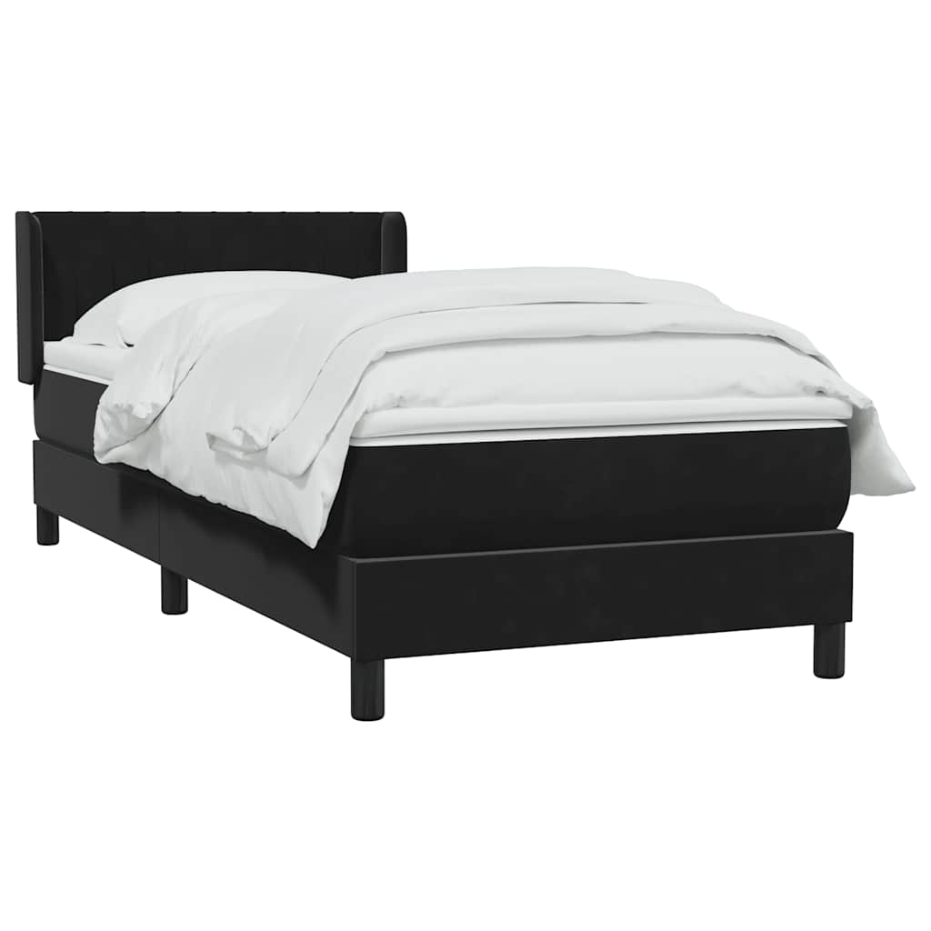 Sommier à lattes de lit avec matelas noir 90x210 cm velours - XIOS