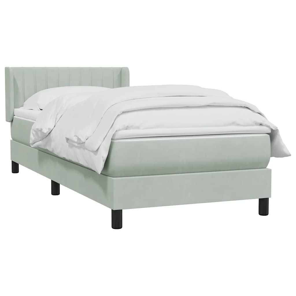 Sommier à lattes de lit et matelas gris clair 100x210cm velours - XIOS
