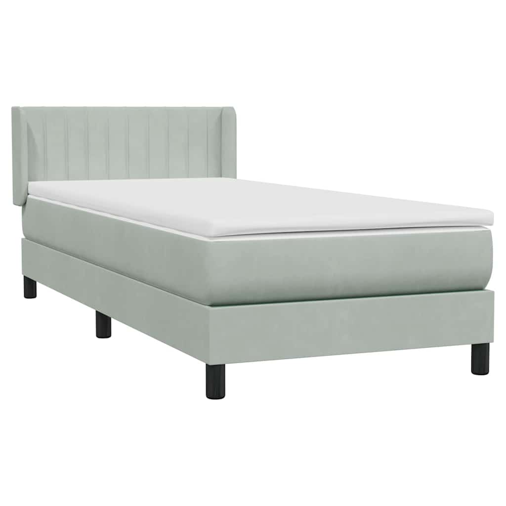 Sommier à lattes de lit et matelas gris clair 100x210cm velours - XIOS