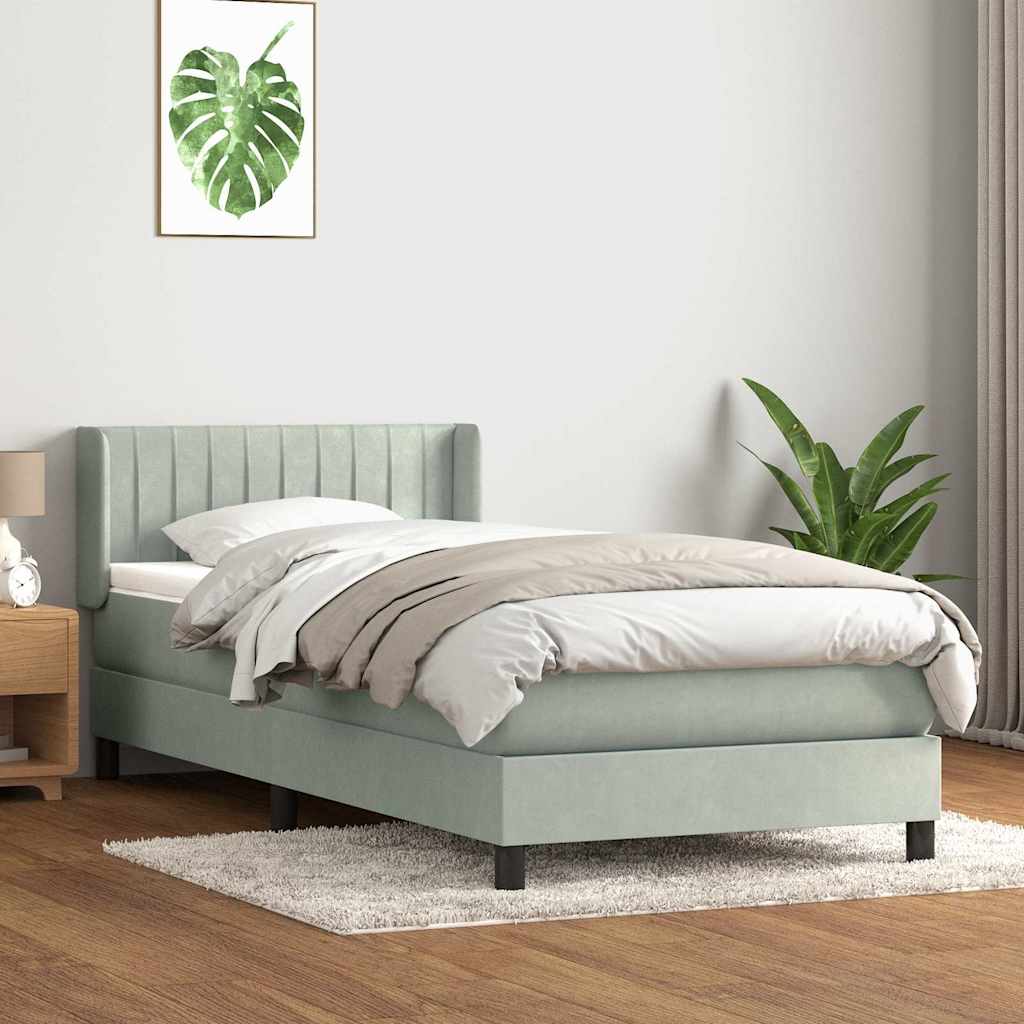 Sommier à lattes de lit et matelas gris clair 100x210cm velours - XIOS