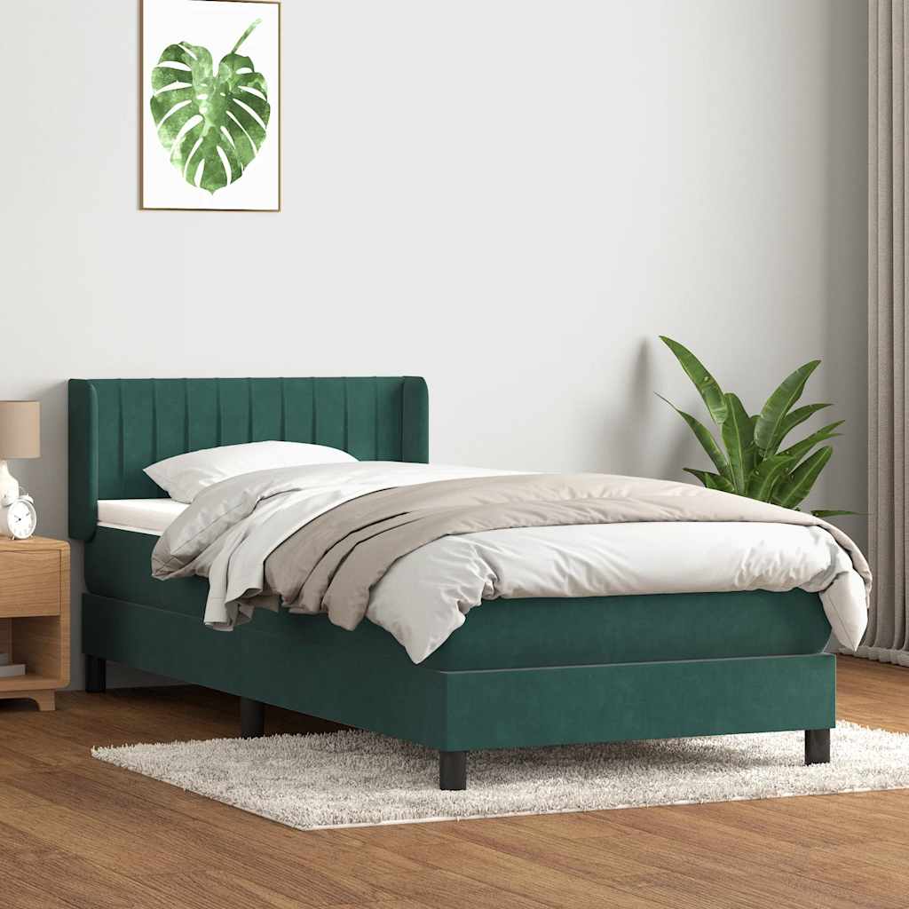 Sommier à lattes de lit et matelas vert foncé 100x210cm velours - XIOS