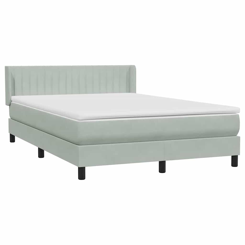 Sommier à lattes de lit et matelas gris clair 140x210cm velours - XIOS