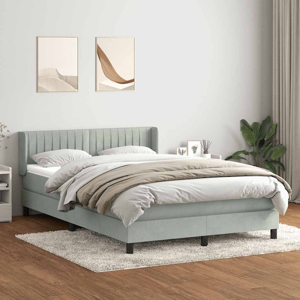 Sommier à lattes de lit et matelas gris clair 140x210cm velours - XIOS