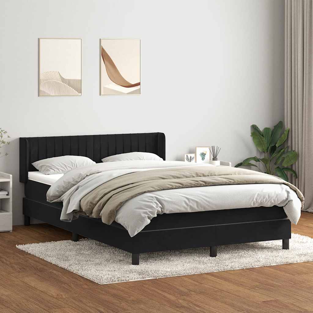 Sommier à lattes de lit avec matelas noir 140x210 cm velours - XIOS
