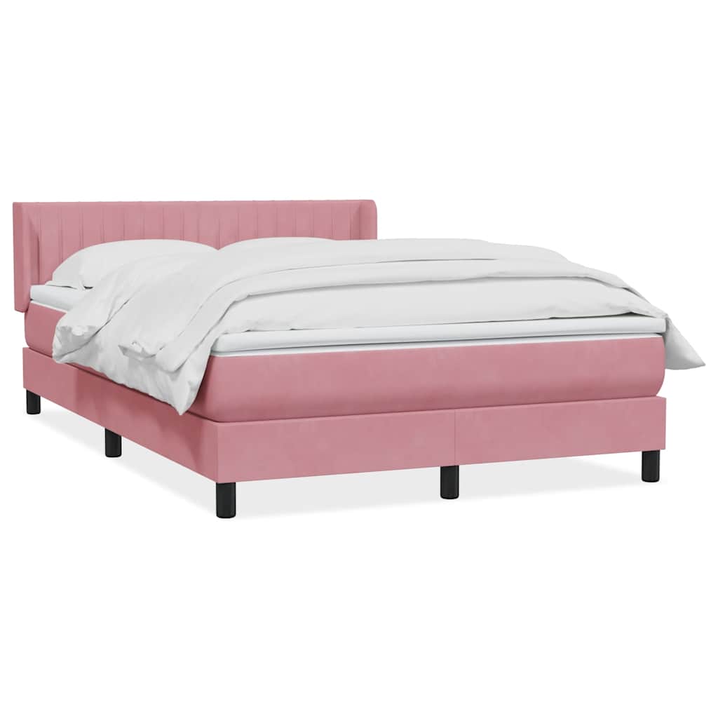 Sommier à lattes de lit avec matelas rose 140x210 cm velours - XIOS