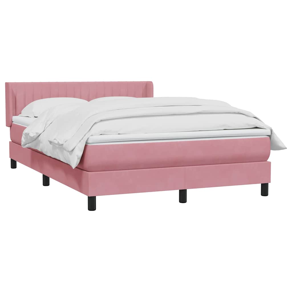 Sommier à lattes de lit avec matelas rose 140x210 cm velours - XIOS