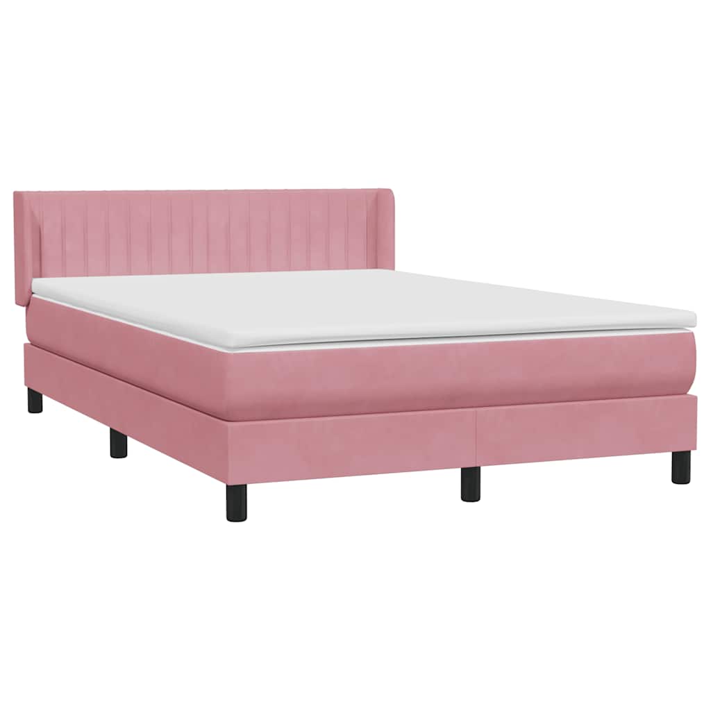 Sommier à lattes de lit avec matelas rose 140x210 cm velours - XIOS