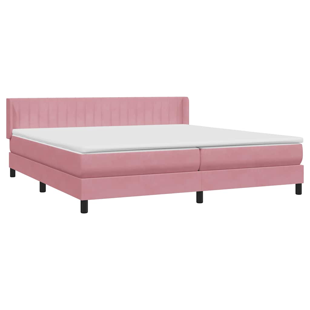Sommier à lattes de lit avec matelas rose 180x210 cm velours - XIOS