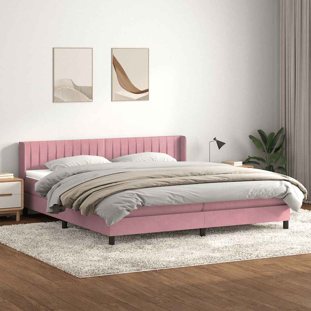 Sommier à lattes de lit avec matelas rose 180x210 cm velours - XIOS