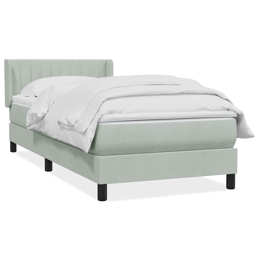 Sommier à lattes de lit et matelas gris clair 80x220 cm velours - XIOS