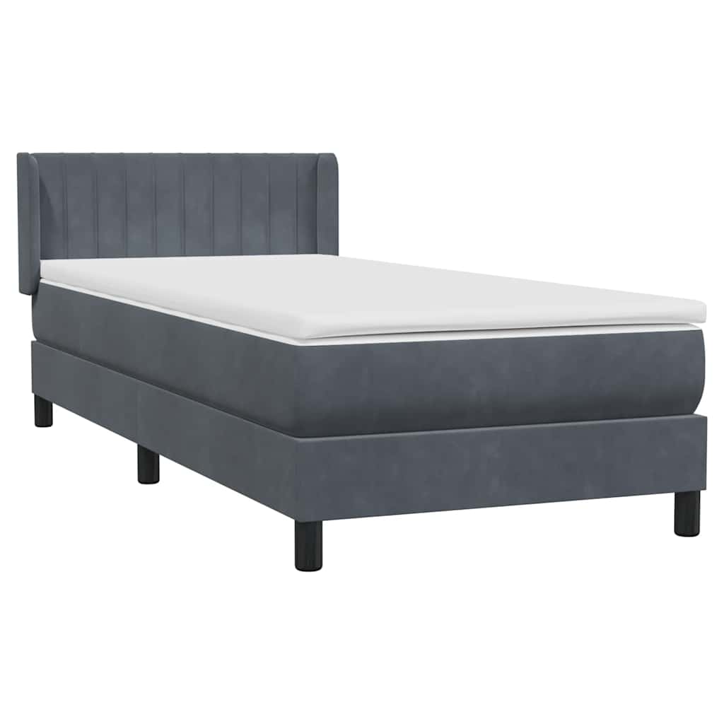 Sommier à lattes de lit et matelas gris foncé 80x220 cm velours - XIOS