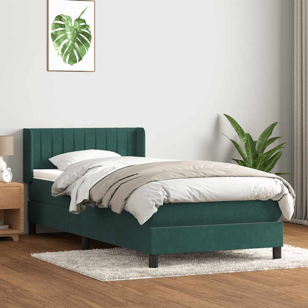 Sommier à lattes de lit et matelas vert foncé 80x220 cm velours - XIOS