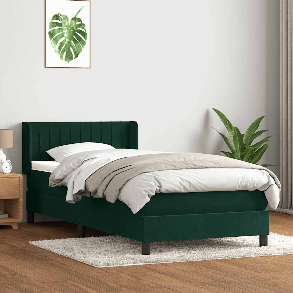 Sommier à lattes de lit et matelas vert foncé 80x220 cm velours - XIOS