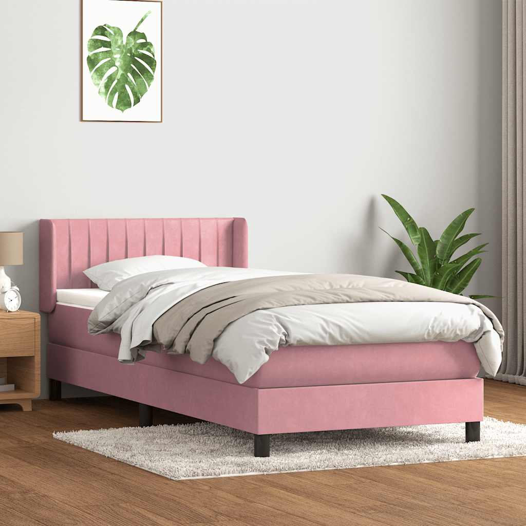 Sommier à lattes de lit avec matelas rose 80x220 cm velours - XIOS