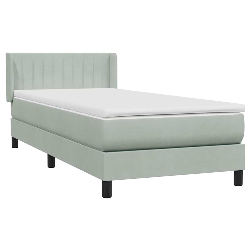 Sommier à lattes de lit et matelas gris clair 90x220 cm velours - XIOS