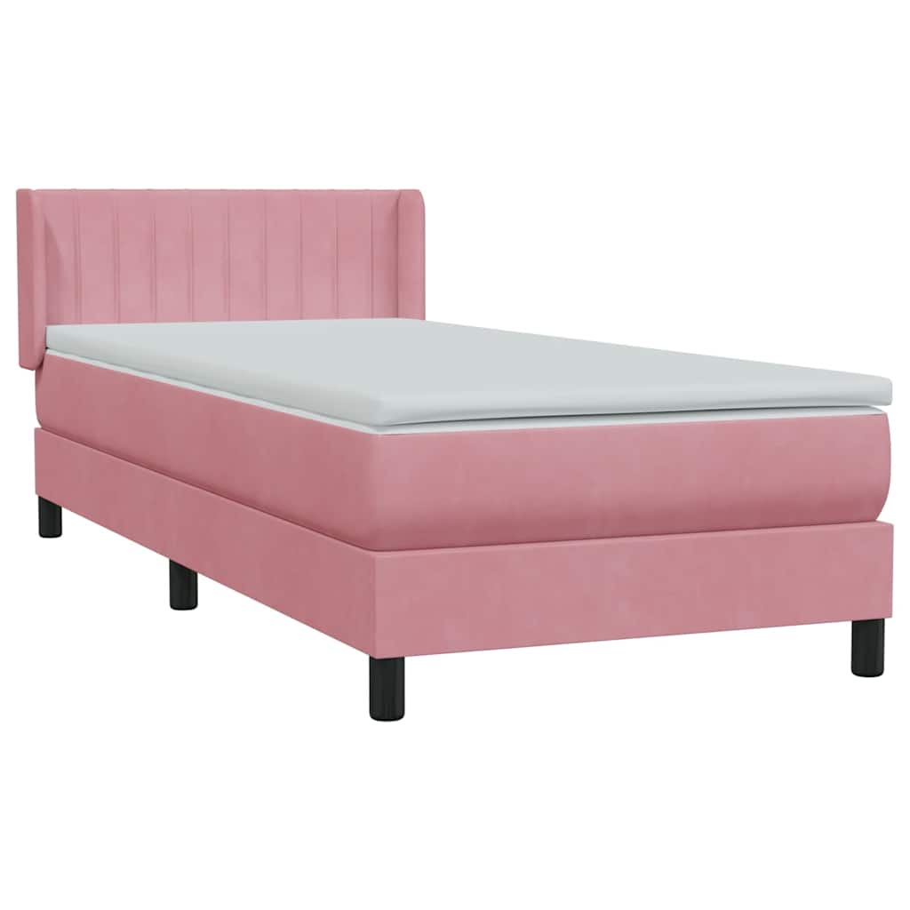 Sommier à lattes de lit avec matelas rose 100x220 cm velours - XIOS