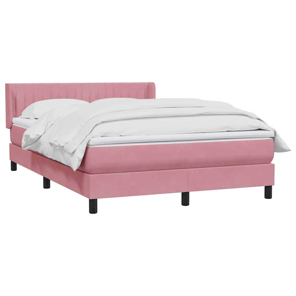 Sommier à lattes de lit avec matelas rose 140x220 cm velours - XIOS
