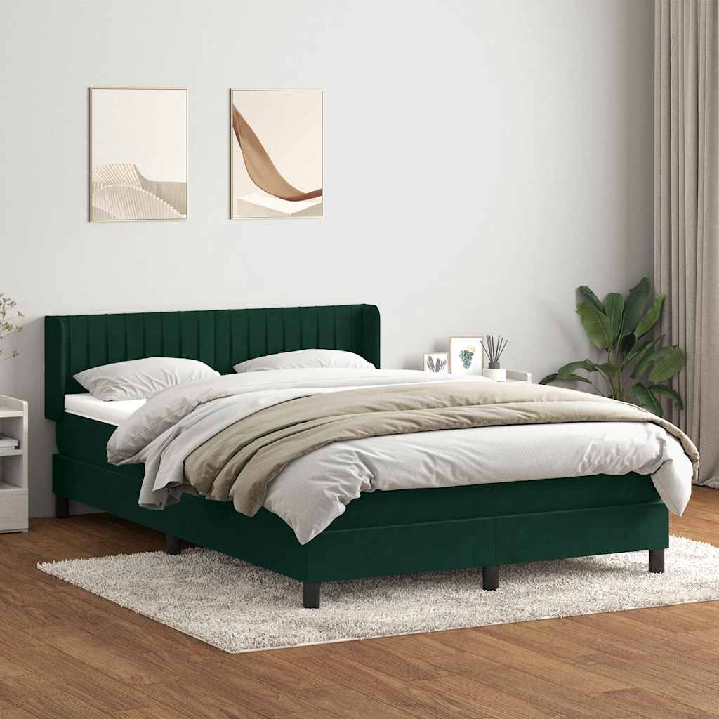 Sommier à lattes de lit et matelas vert foncé 160x220cm velours - XIOS