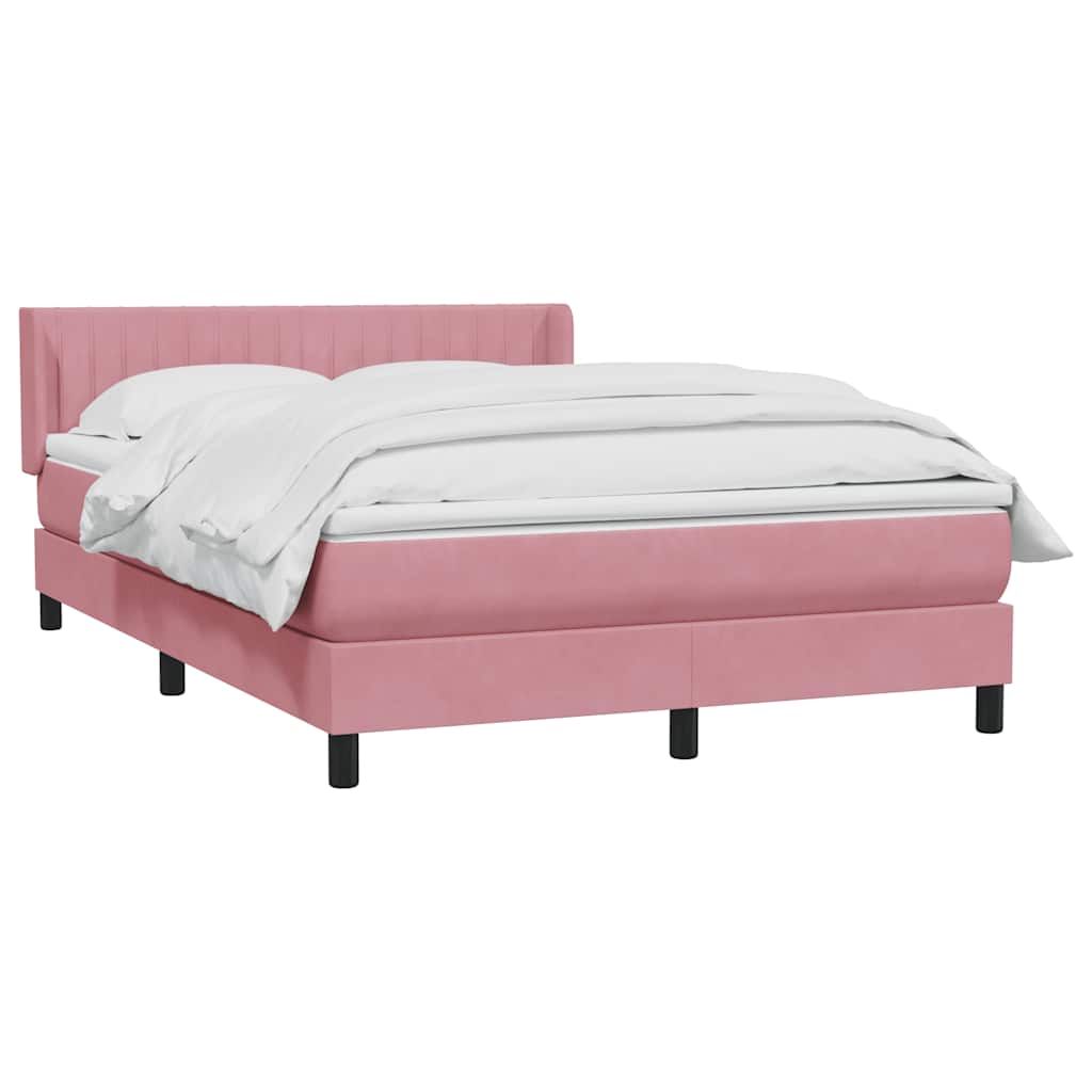 Sommier à lattes de lit avec matelas rose 160x220 cm velours - XIOS