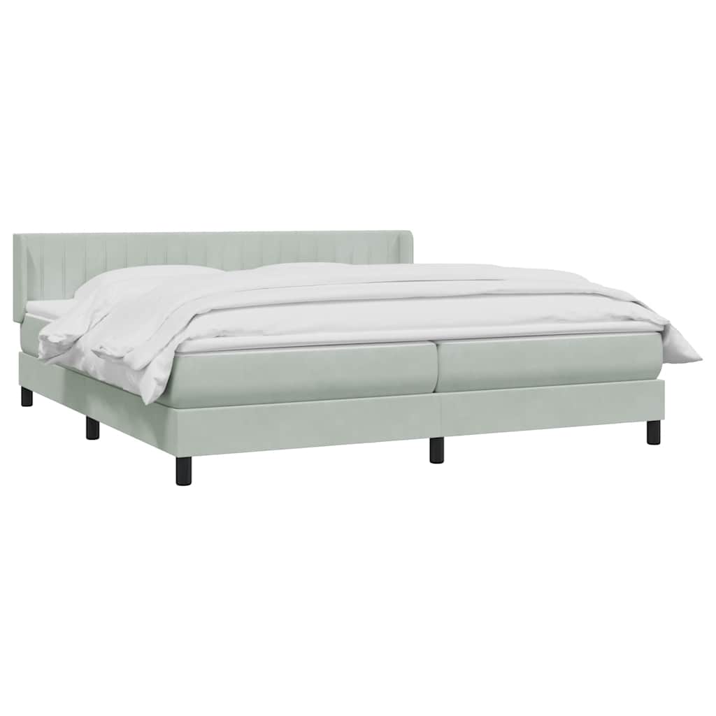 Sommier à lattes de lit et matelas gris clair 180x220cm velours - XIOS