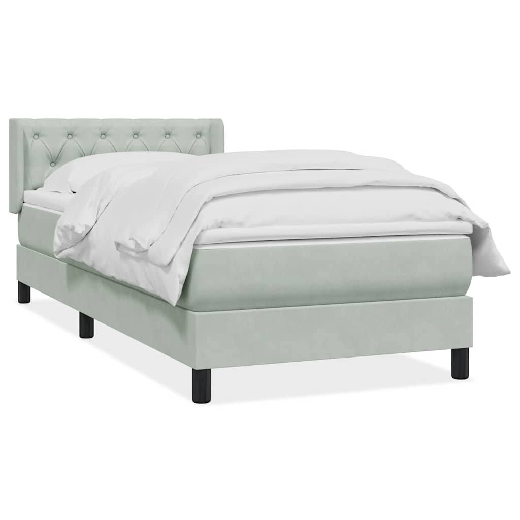 Sommier à lattes de lit et matelas gris clair 80x210 cm velours - XIOS
