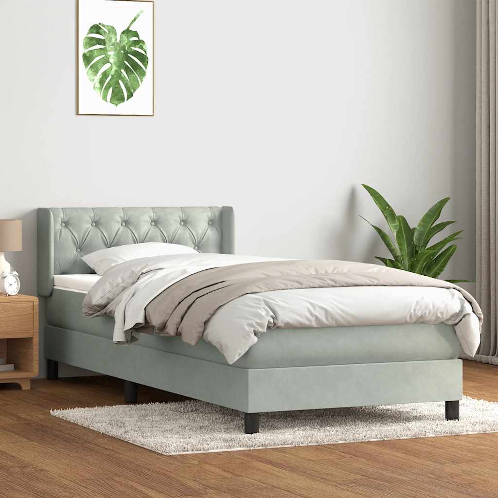 Sommier à lattes de lit et matelas gris clair 80x210 cm velours - XIOS