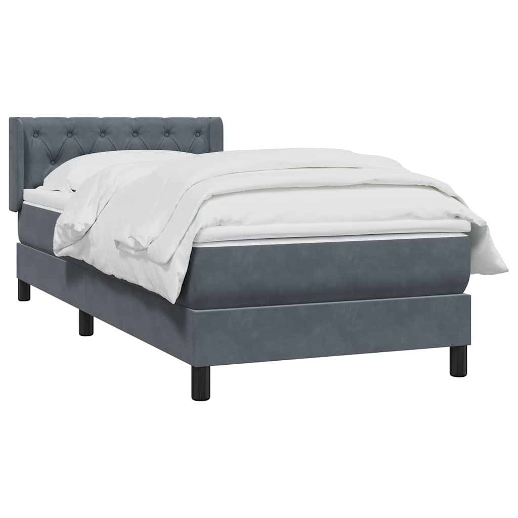 Sommier à lattes de lit et matelas gris foncé 80x210 cm velours - XIOS