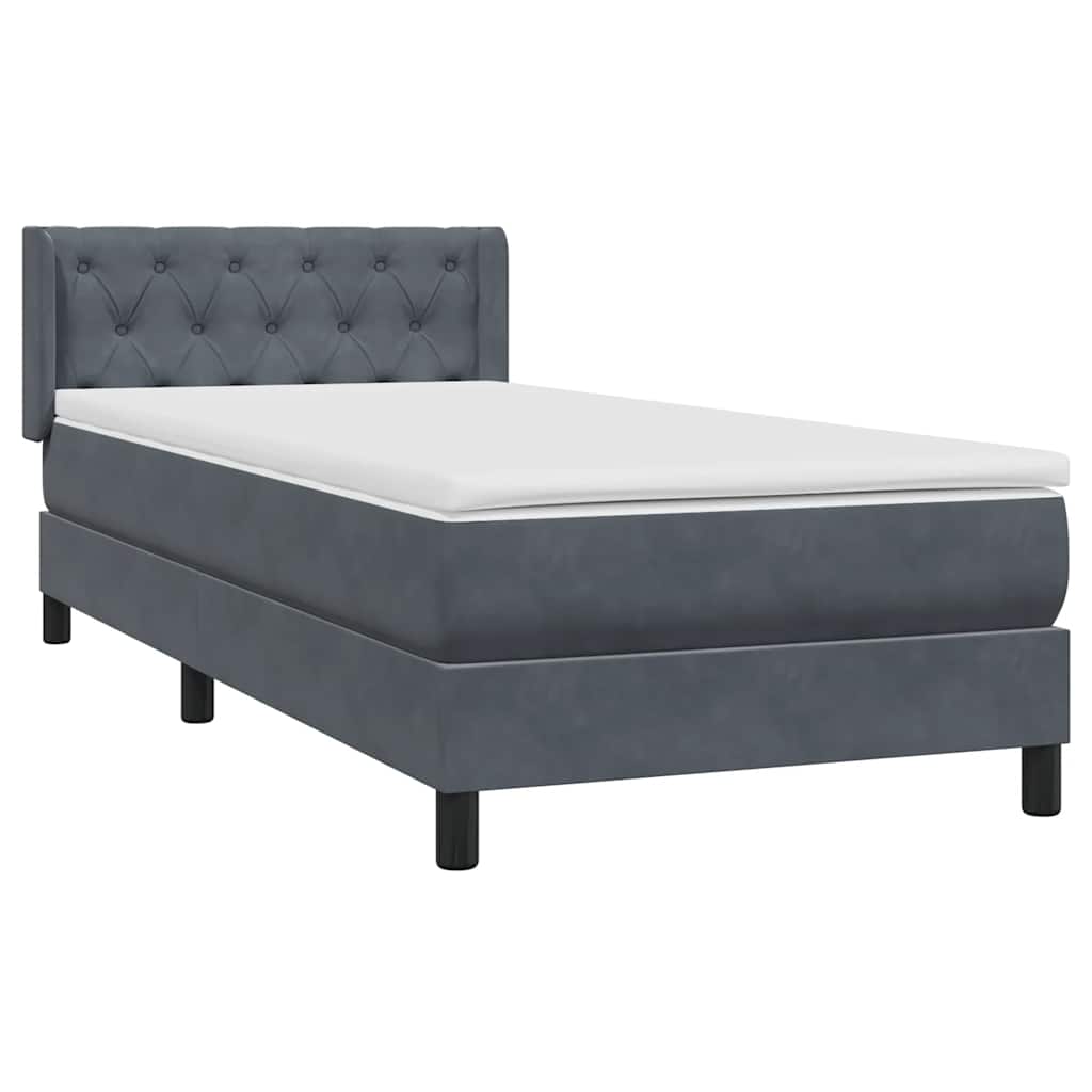 Sommier à lattes de lit et matelas gris foncé 80x210 cm velours - XIOS