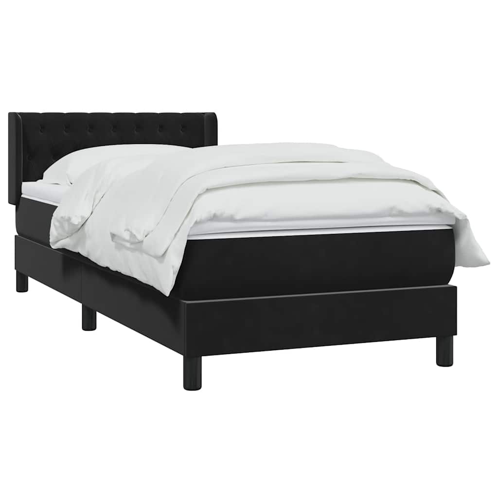 Sommier à lattes de lit avec matelas noir 90x210 cm velours - XIOS