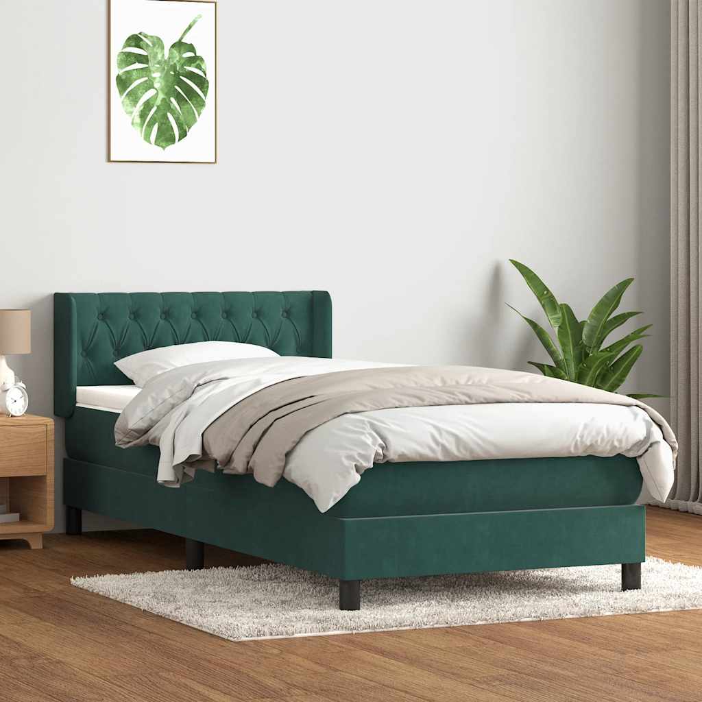 Sommier à lattes de lit et matelas vert foncé 100x210cm velours - XIOS