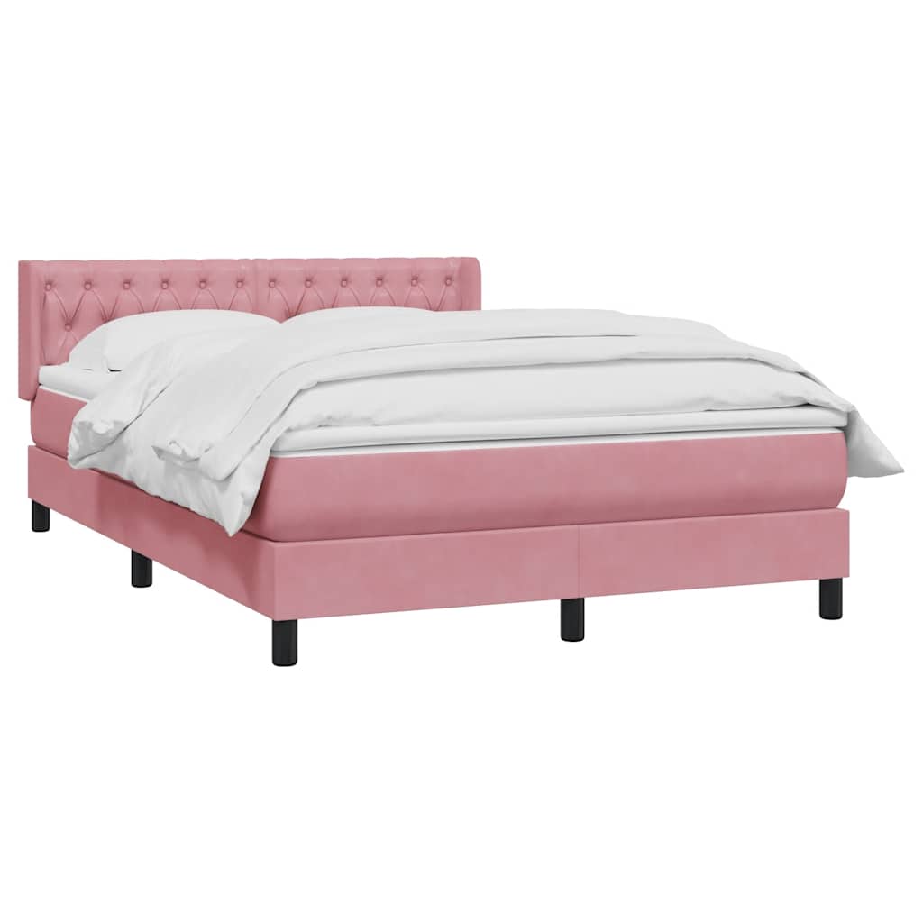 Sommier à lattes de lit avec matelas rose 140x210 cm velours - XIOS