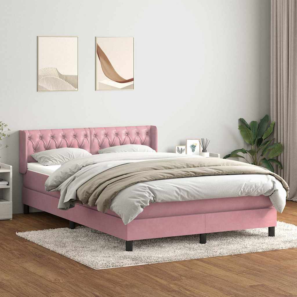 Sommier à lattes de lit avec matelas rose 140x210 cm velours - XIOS