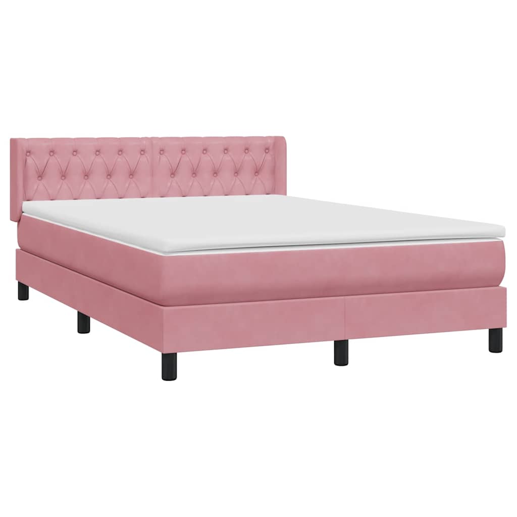 Sommier à lattes de lit avec matelas rose 160x210 cm velours - XIOS
