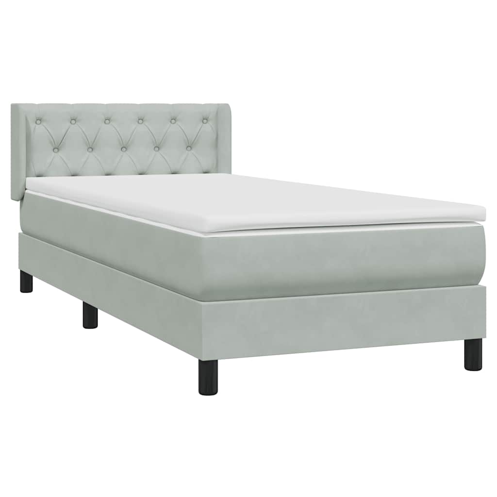 Sommier à lattes de lit et matelas gris clair 80x220 cm velours - XIOS
