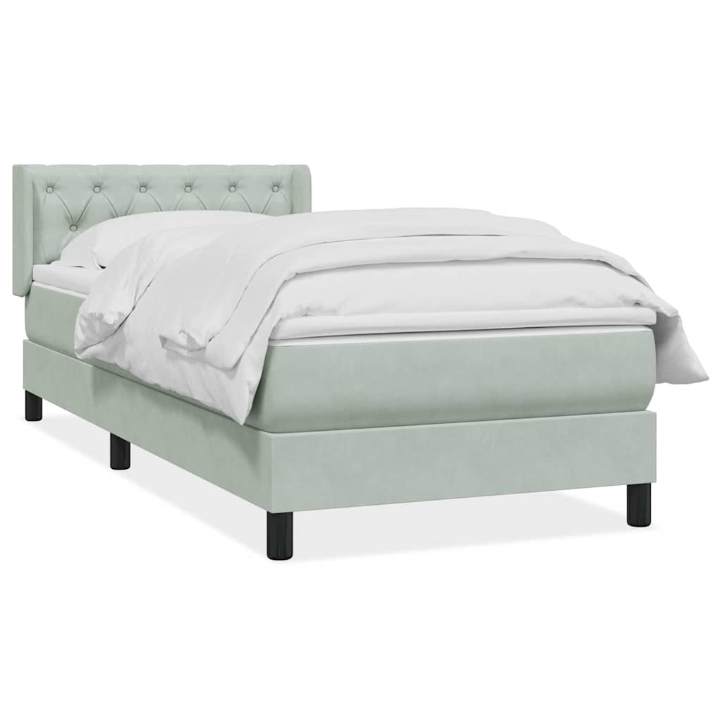 Sommier à lattes de lit et matelas gris clair 80x220 cm velours - XIOS