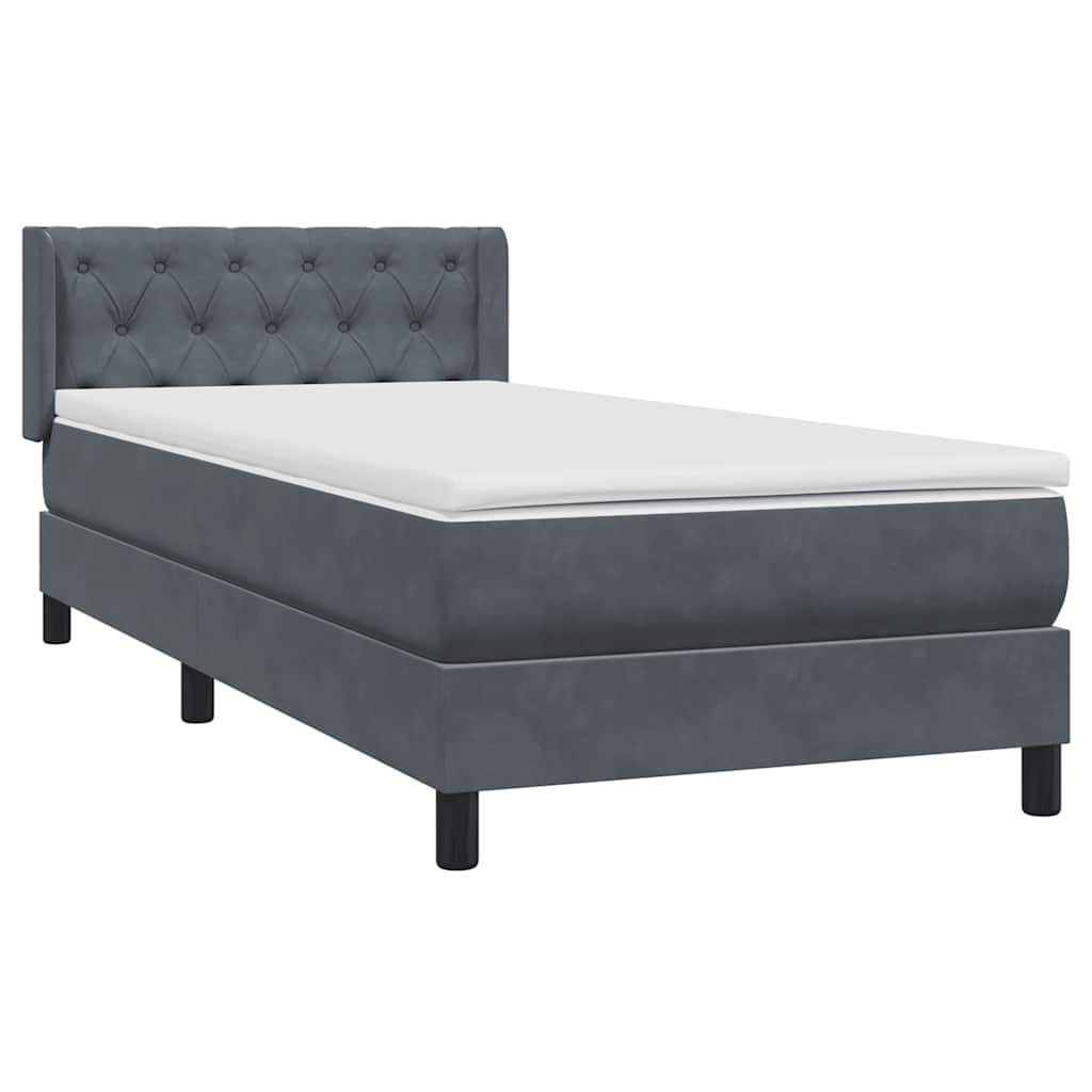 Sommier à lattes de lit et matelas gris foncé 80x220 cm velours - XIOS