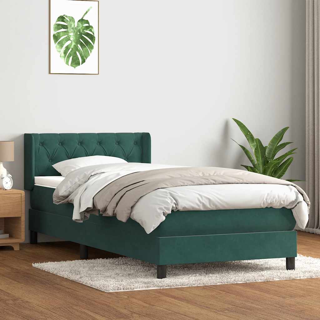 Sommier à lattes de lit et matelas vert foncé 80x220 cm velours - XIOS