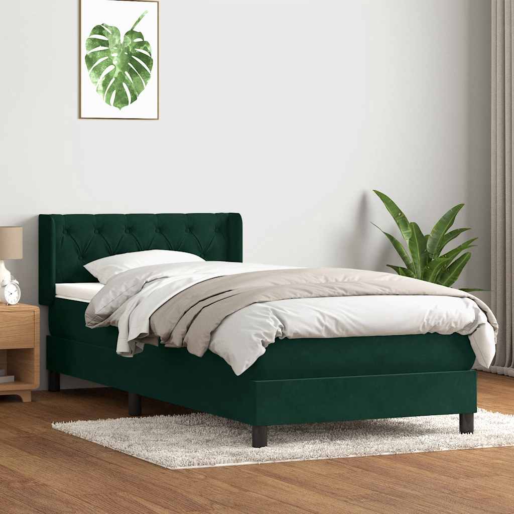 Sommier à lattes de lit et matelas vert foncé 80x220 cm velours - XIOS