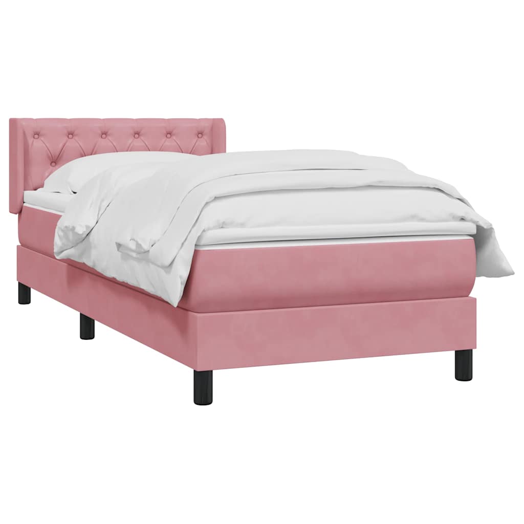 Sommier à lattes de lit avec matelas rose 80x220 cm velours - XIOS