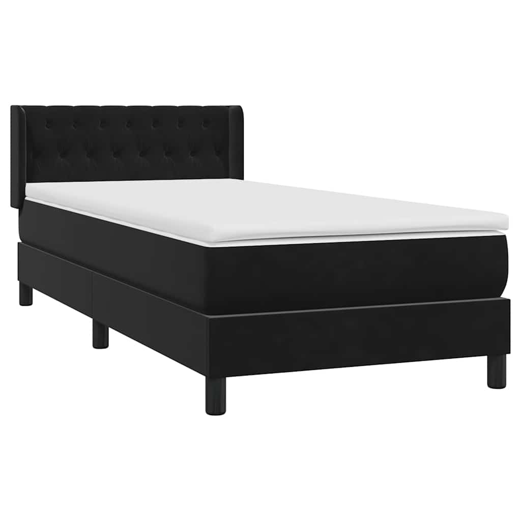 Sommier à lattes de lit avec matelas noir 90x220 cm velours - XIOS