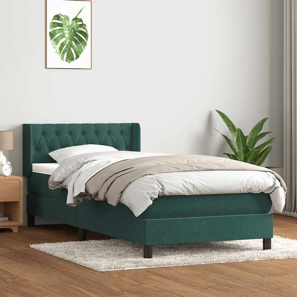 Sommier à lattes de lit et matelas vert foncé 90x220 cm velours - XIOS