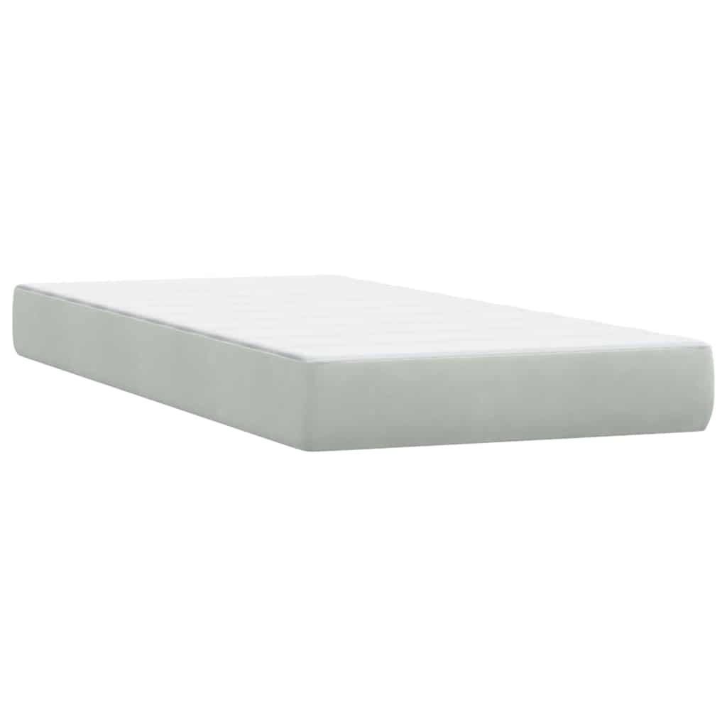 Sommier à lattes de lit et matelas gris clair 80x210 cm velours - XIOS