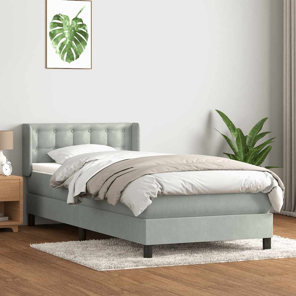 Sommier à lattes de lit et matelas gris clair 80x210 cm velours - XIOS