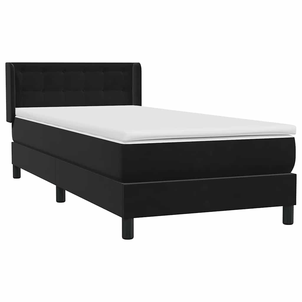 Sommier à lattes de lit avec matelas noir 90x210 cm velours - XIOS