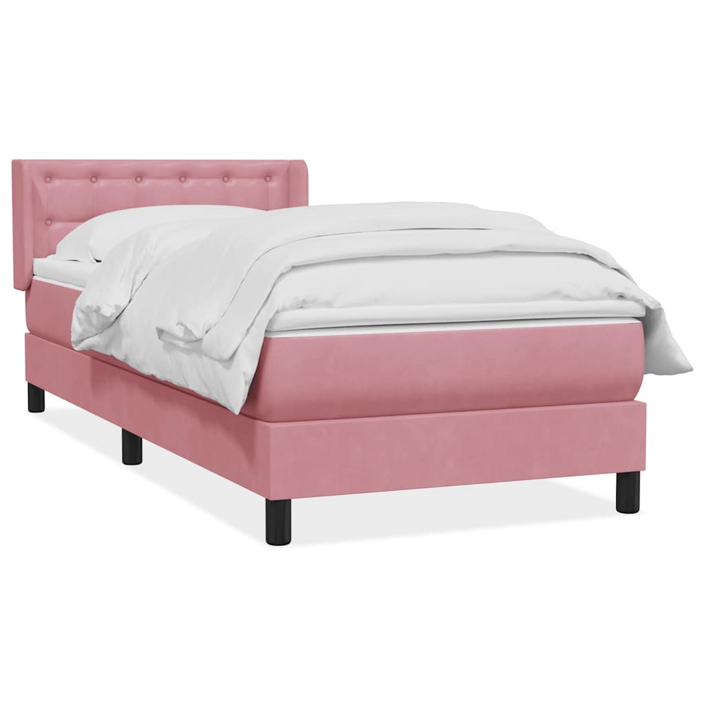 Sommier à lattes de lit avec matelas rose 90x210 cm velours - XIOS