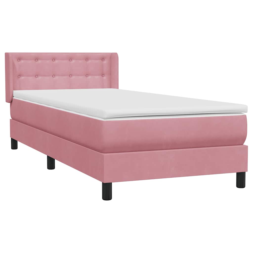 Sommier à lattes de lit avec matelas rose 100x210 cm velours - XIOS