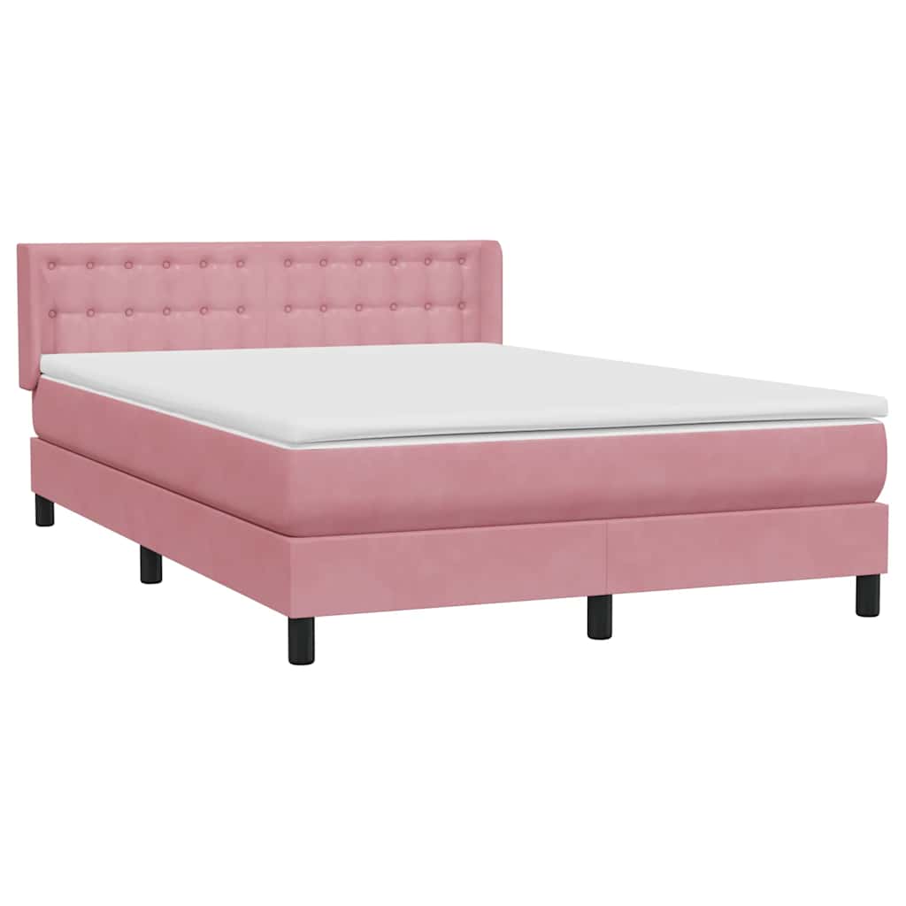 Sommier à lattes de lit avec matelas rose 140x210 cm velours - XIOS