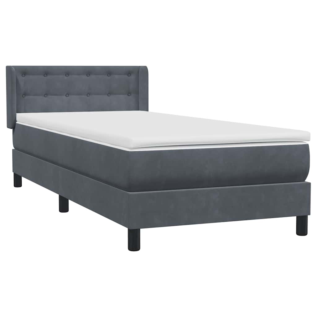 Sommier à lattes de lit et matelas gris foncé 80x220 cm velours - XIOS