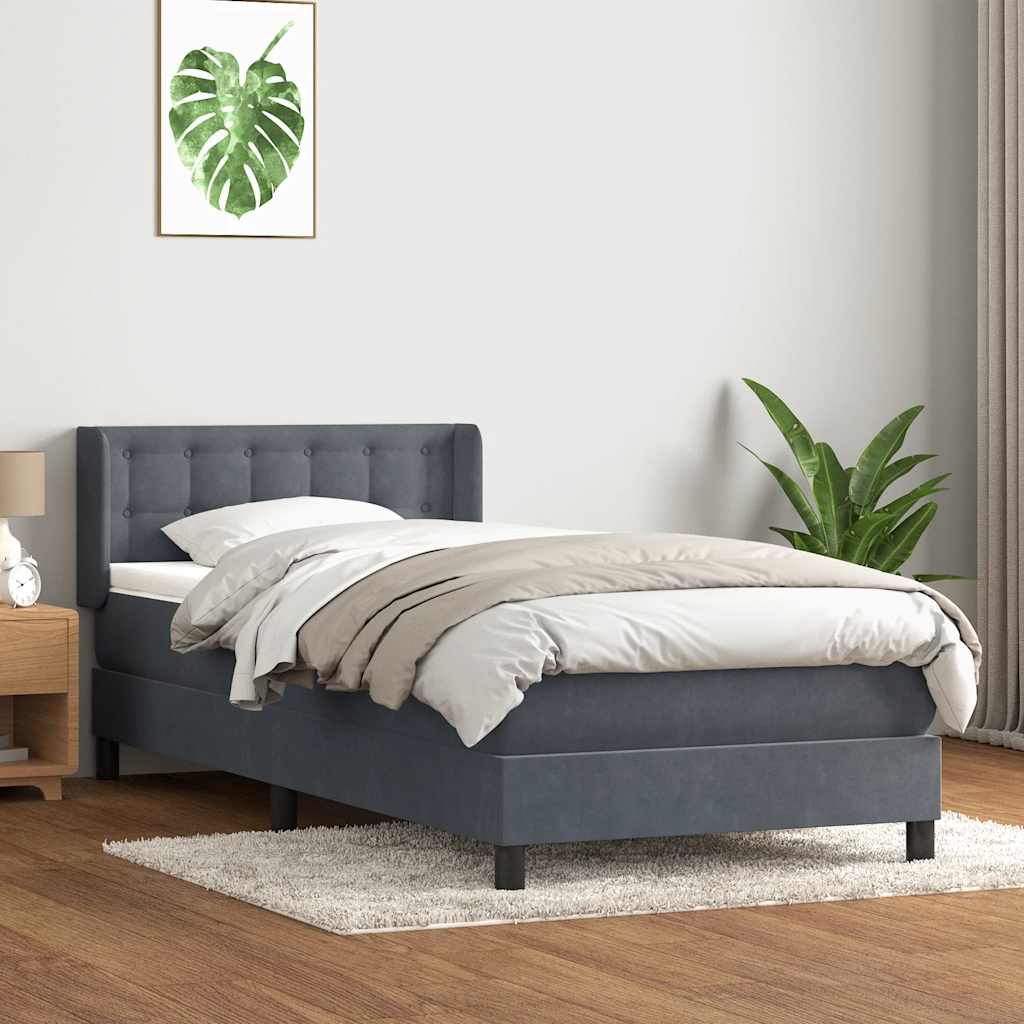 Sommier à lattes de lit et matelas gris foncé 80x220 cm velours - XIOS