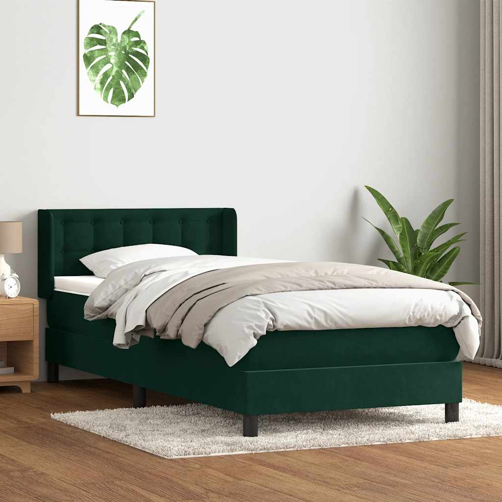 Sommier à lattes de lit et matelas vert foncé 80x220 cm velours - XIOS